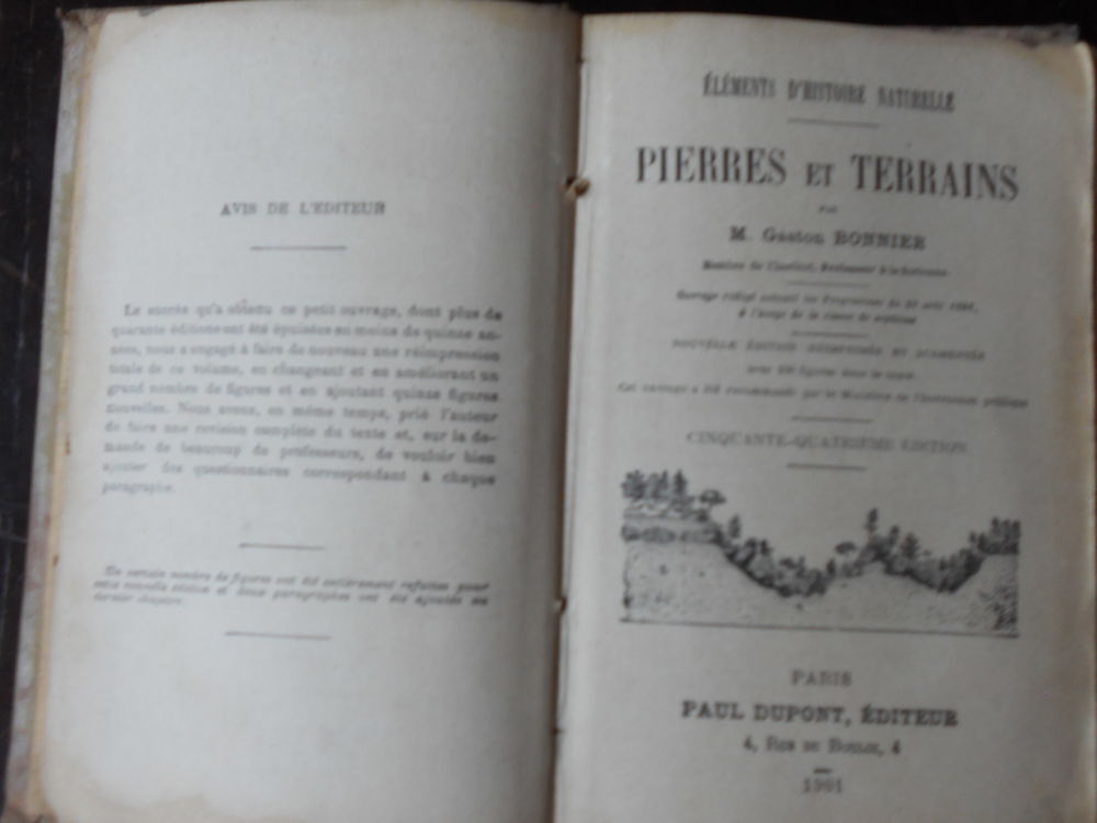 PIERRES &amp; TERRAINS. Gaston Bonnier.1901 Livres et BD