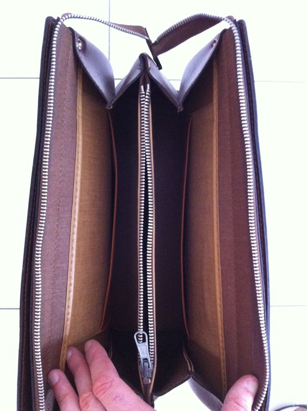 Sac &agrave; main, femme, marron, cuir Maroquinerie