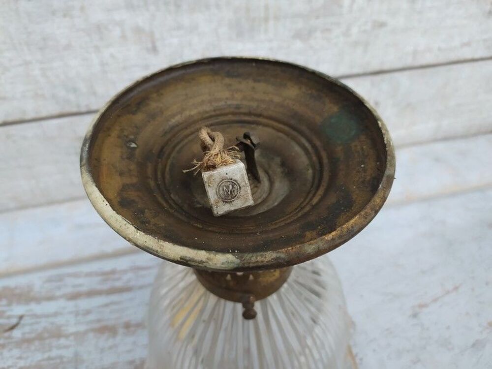 Ancienne Lampe Suspension Verre Holophane 
Décoration