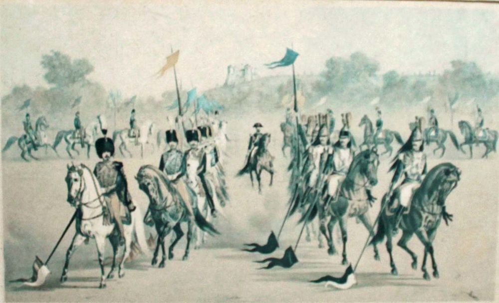 ANCIEN GRAVURE ESTAMPE MILITAIRIA CARABINIERS CUIRASSIER Décoration