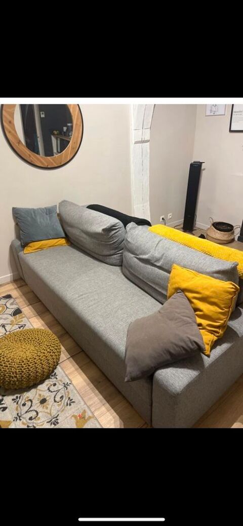 Canap lit gris d'occasion 200 Chartres (28)