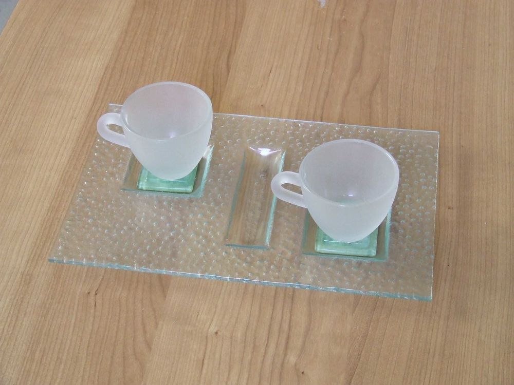 Set de tasses &agrave; caf&eacute; duo et son petit plateau en verre, NEUF Cuisine