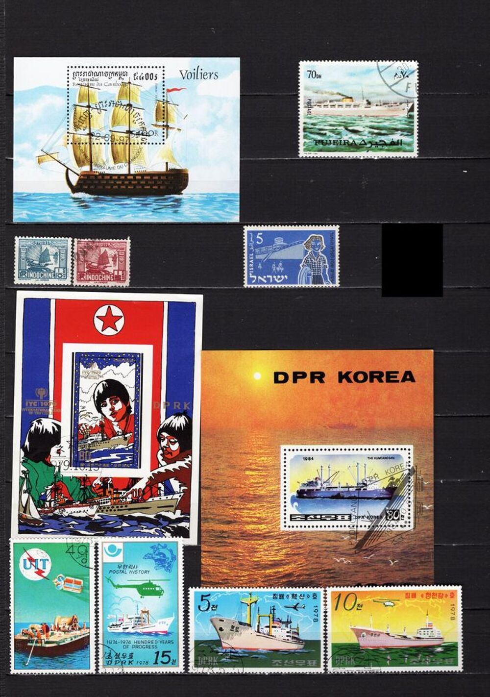 lot de 50 timbres du MONDE avec des BATEAUX 