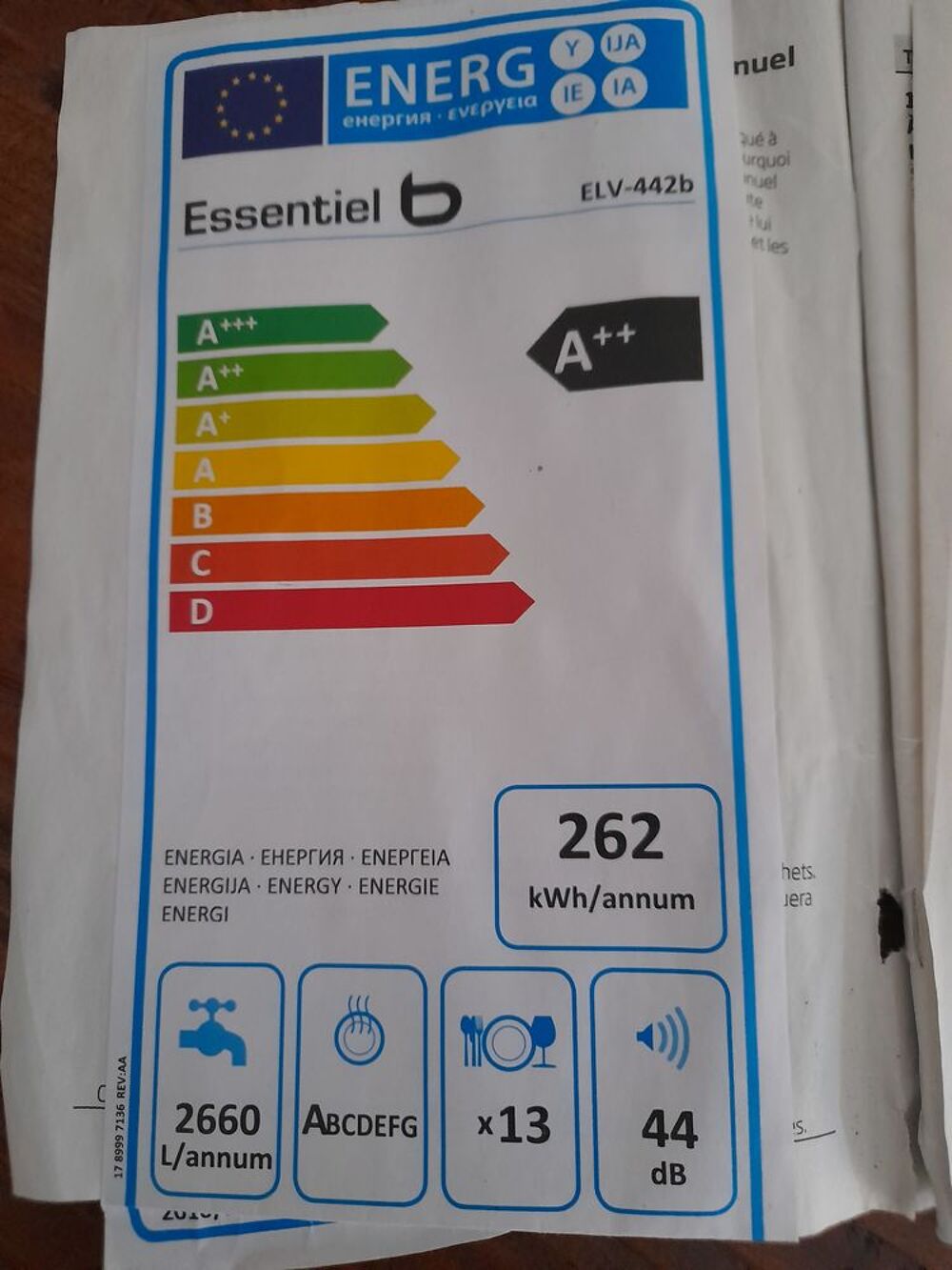 Lave vaisselle 
Larg 60cm de chez boulanger Electroménager