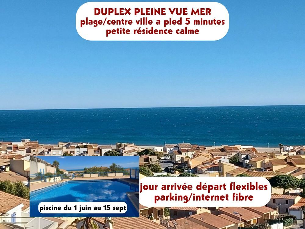   duplex pleine vue mer piscine plage a pied 5 minutes interne Languedoc-Roussillon, St Pierre Sur Mer (11560)
