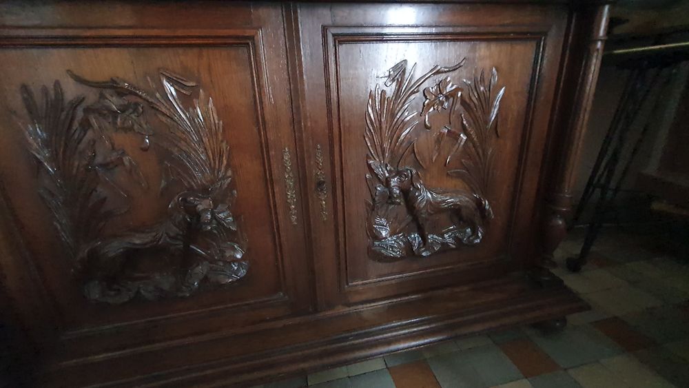 Buffet style Henri II et sa table 6 chaises en paille Meubles