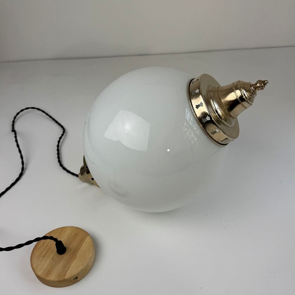 Ancienne SUSPENSION EN OPALINE 23 CM XL vintage Décoration