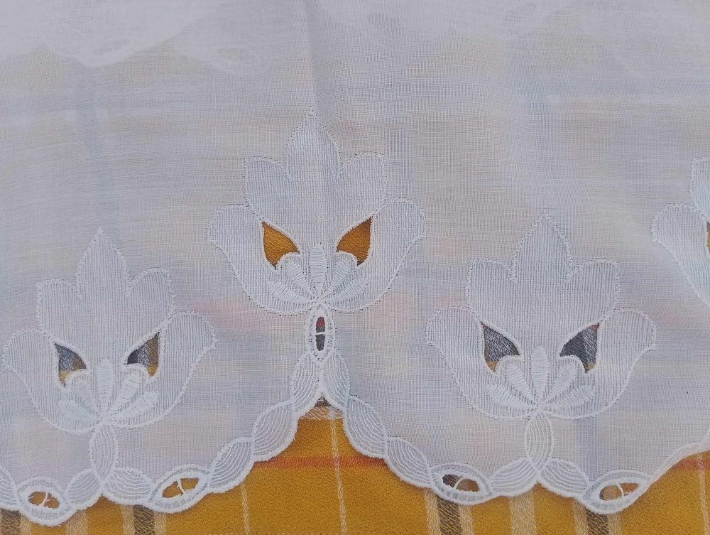 2 Paires de Vitrages "Blanc" avec Imprim&eacute; Floral 159x85,5 cm Décoration