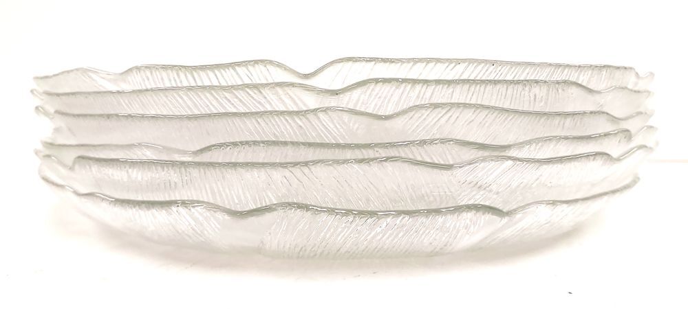 6 grandes assiettes en verre cisel&eacute; 27cm et saladier Cuisine