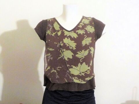 Top/ Tee Shirt Coton Kaki avec Drap� Kaki- Taille 36- Solola 40 Paris 15 (75)