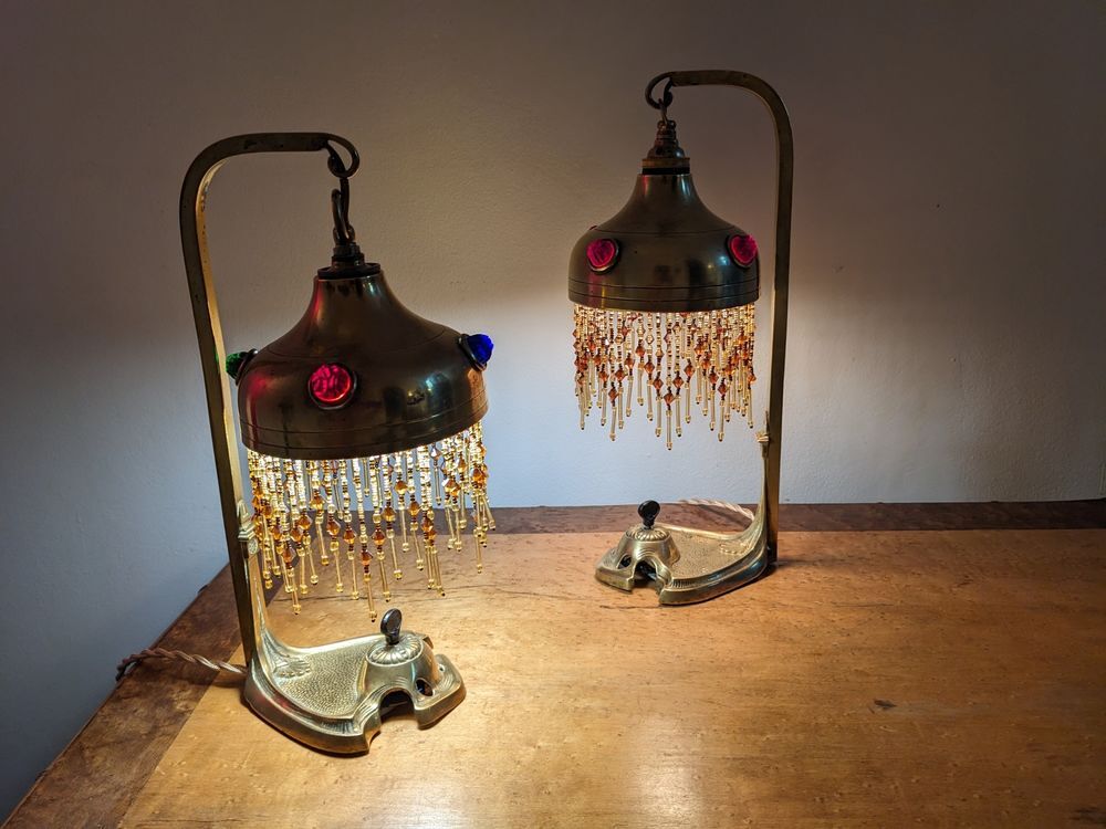 PAIRE DE 2 Tr&egrave;s rares lampes art d&eacute;co &eacute;lectrique 1900 art no Décoration