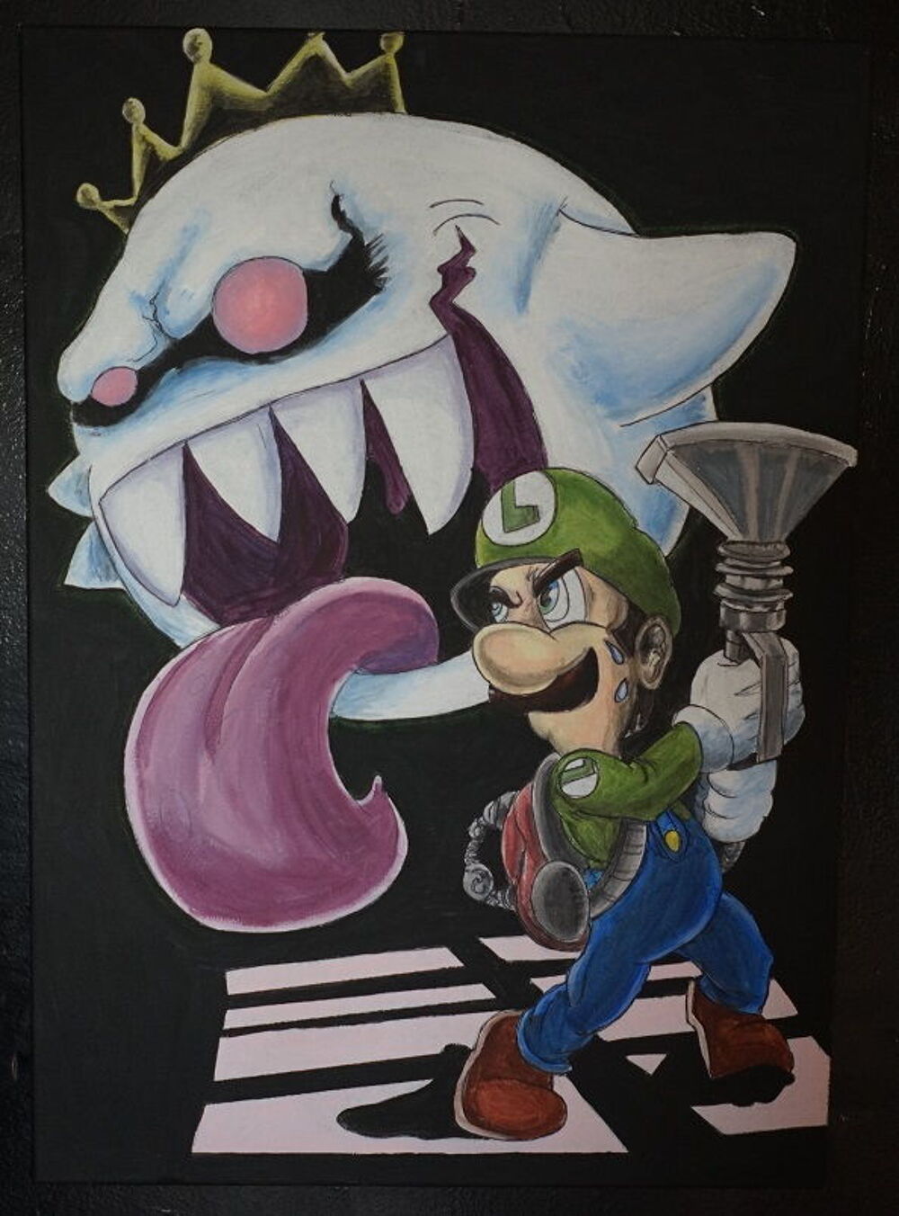 luigi mansion - sur chassis toil&eacute; - 50 x 70 Décoration