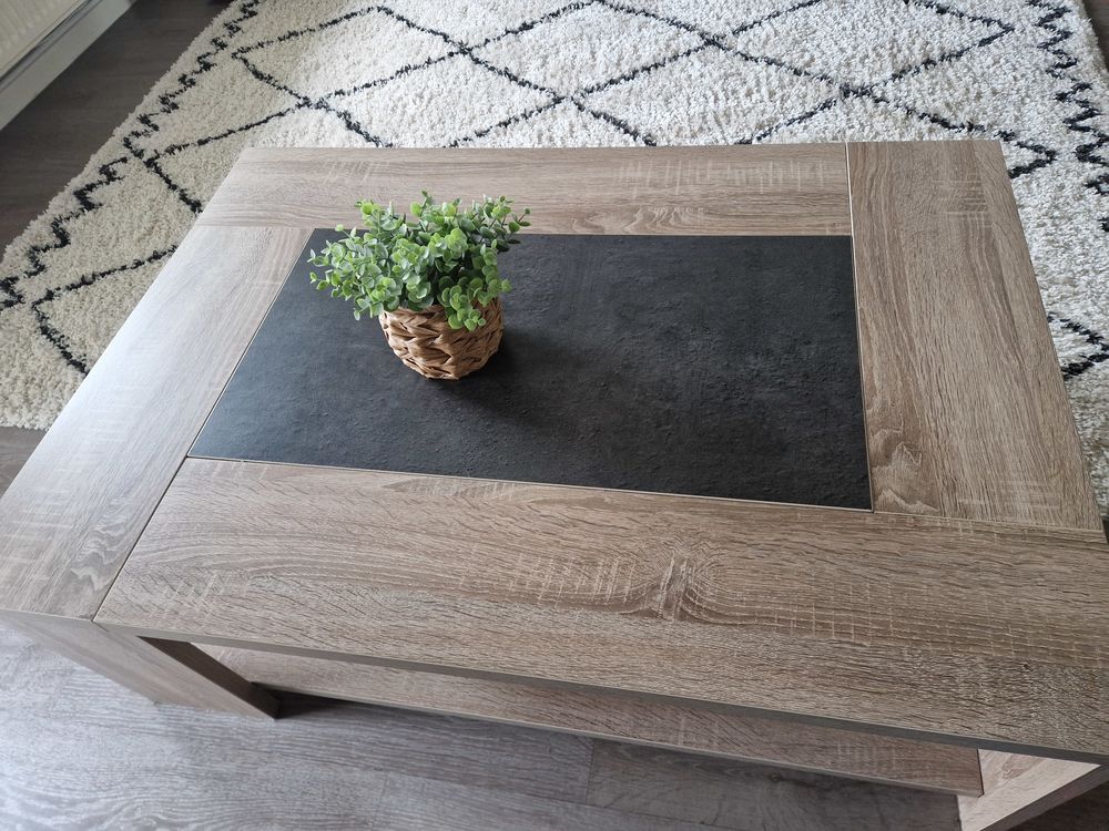 Table basse salon bois et gris ardoise Meubles