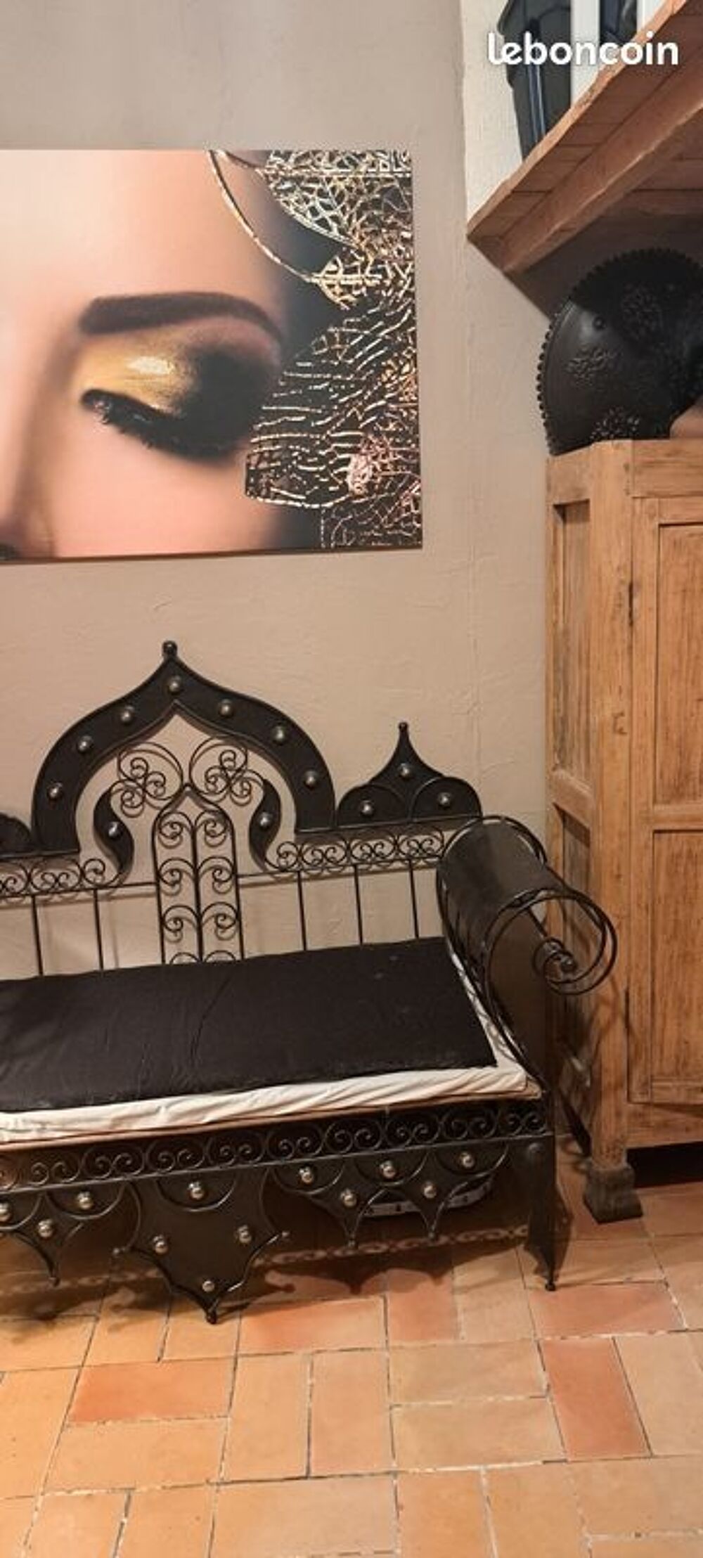 Banquette fer forg&eacute; orientale 3 places Meubles