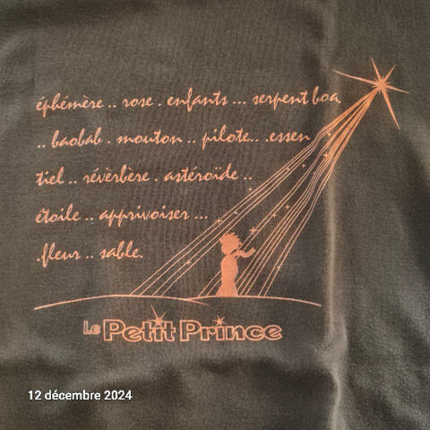 T-shirt avec un texte du petit Prince, revivez la magie de A 8 Saumur (49)