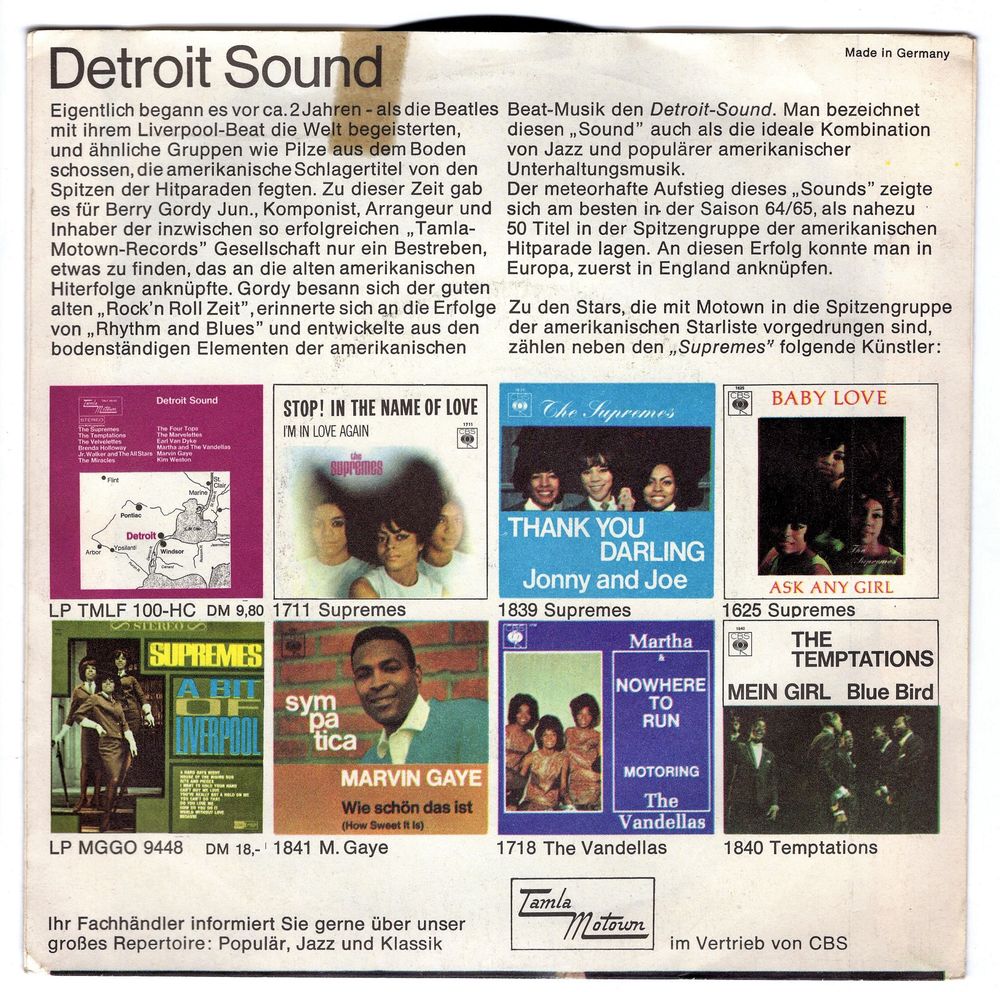 The SUPREMES : Nothing but heartaches - Tamla Motown TM 1080 CD et vinyles