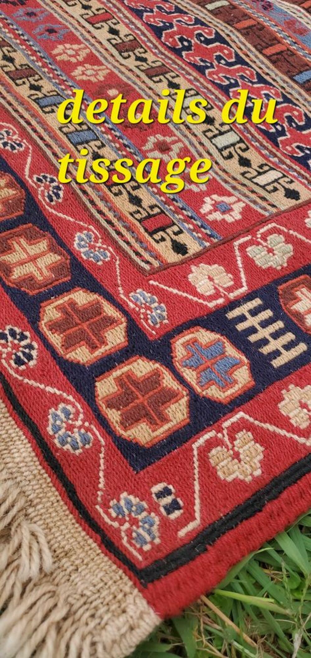 SOUMAK tapis laine nou&eacute; main Décoration