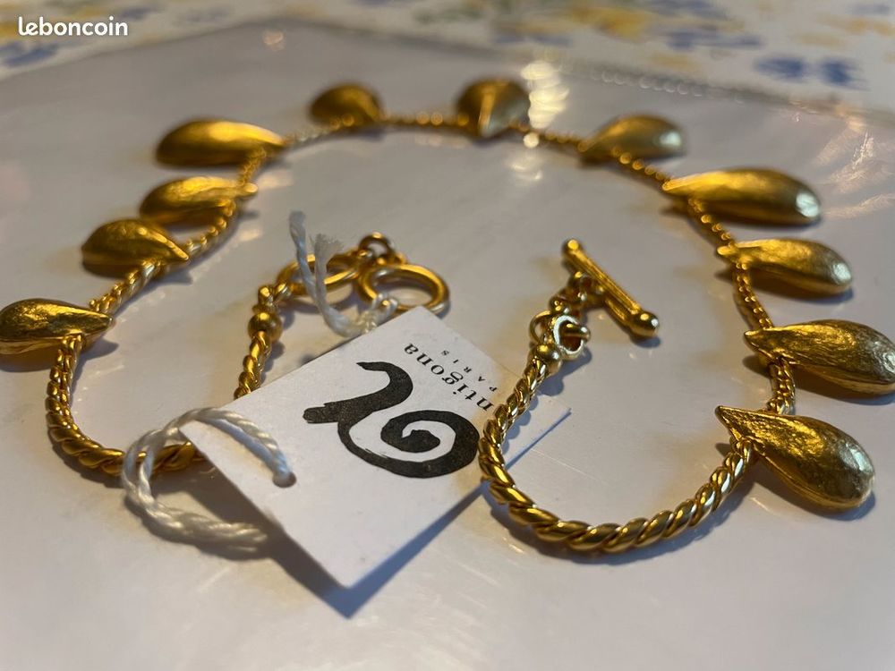 Collier souple dor&eacute; Gouttes sur chaine - ANTIGONA Bijoux et montres
