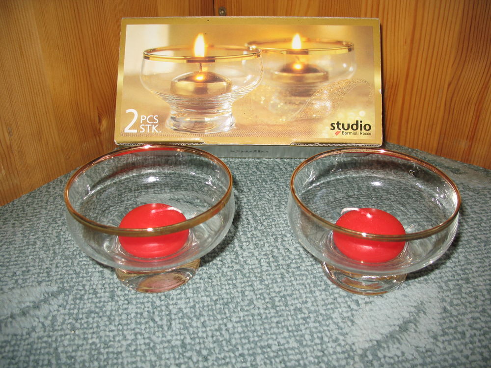 F&ecirc;tes : 2 Photophores en verre+2 Bougies - NEUF Décoration