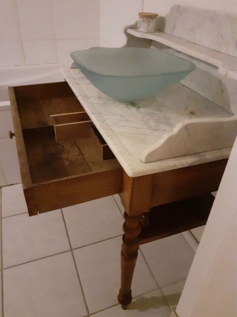 Meuble de salle de bain marbre avec vasque en verre tremp 150 Saint-Marcellin-en-Forez (42)