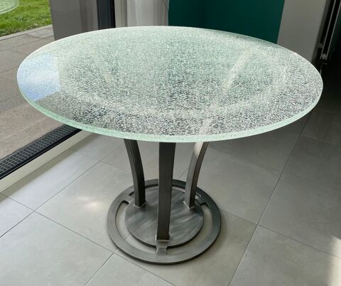 Très belle table en verre craquelé Saint-Gilles-Croix-de-Vie (85)