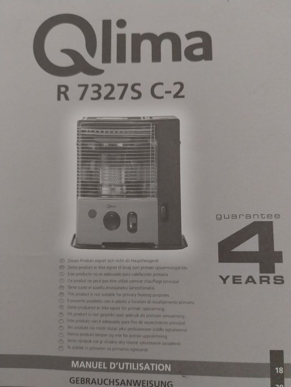 Po&ecirc;le &agrave; p&eacute;trole &agrave; m&egrave;che QLIMA R7327S C-2 2,7 KWsous garantie Electroménager