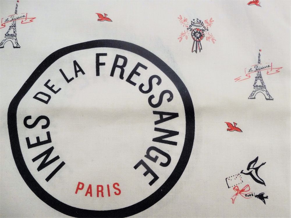 Sac en Tissu Blanc Bleu Marine Rouge- Ines de La Fressange Maroquinerie