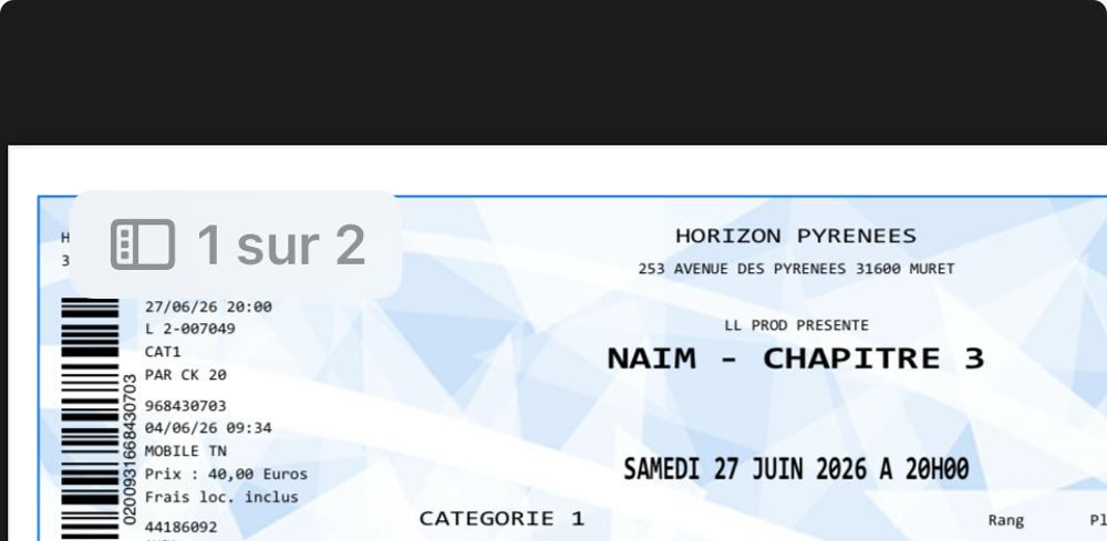 Spectacle NAIM Billetterie