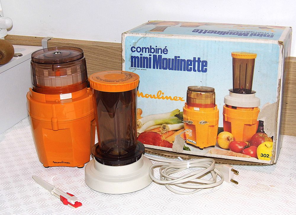 MOULINEX combine blender moulinette orange vintage ann&eacute;es 70 Electroménager