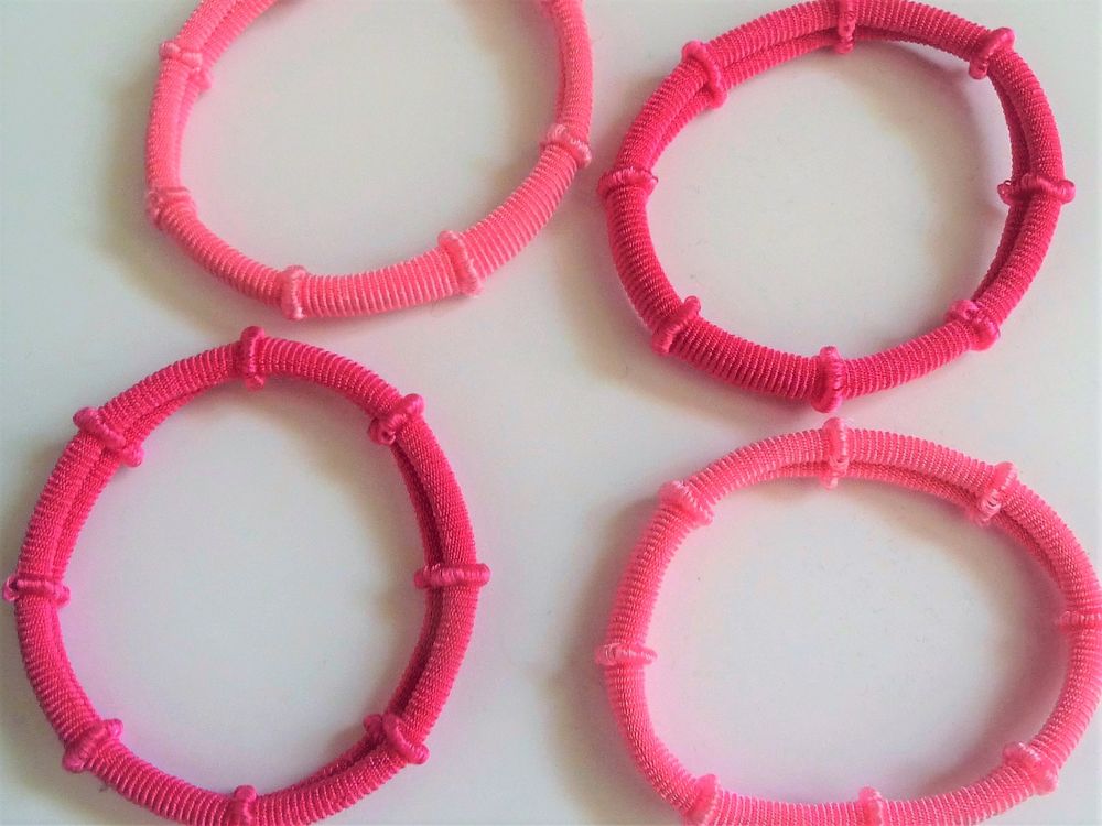 4 Elastiques Rose Clair et Rose Fuschia- Neuf Bijoux et montres