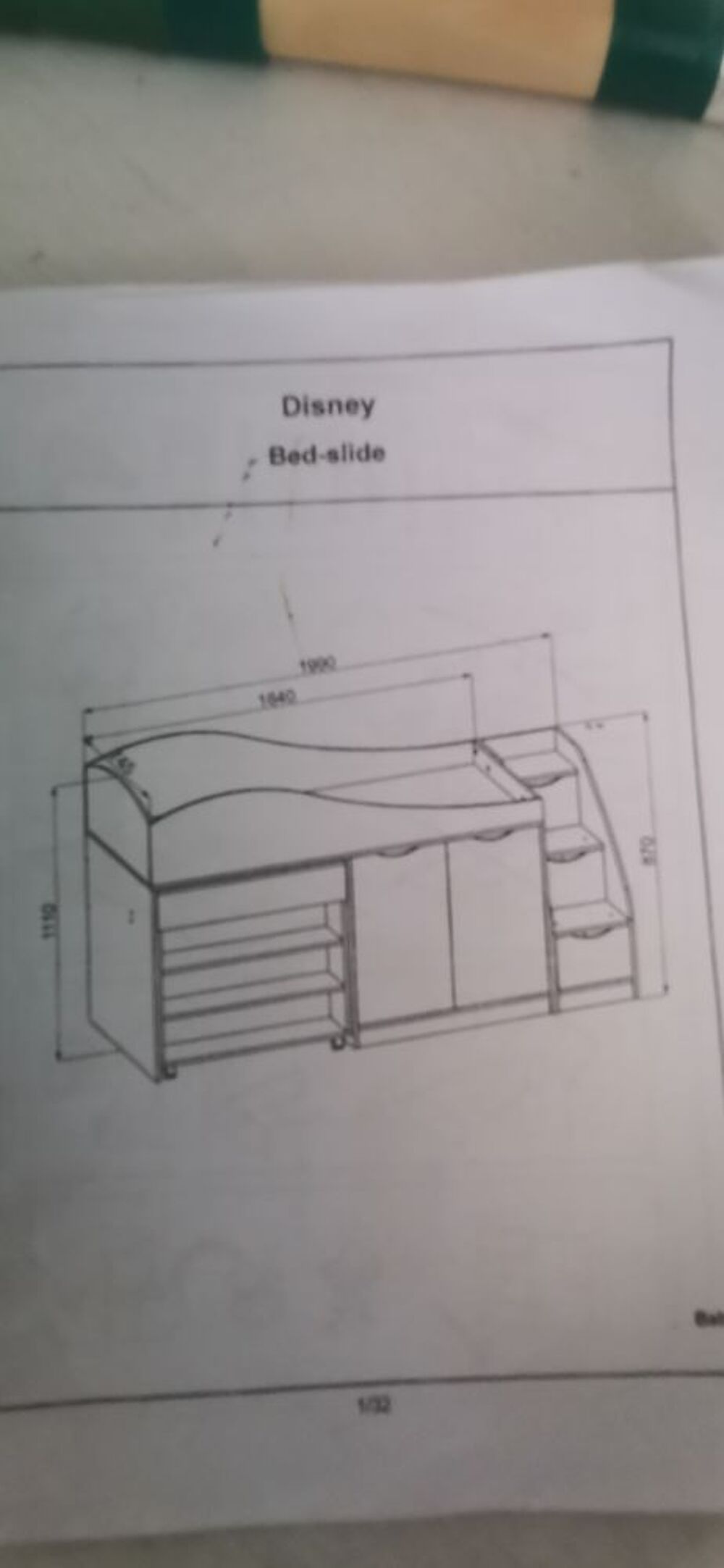 Lit avec rangement et bureau coulissant + sommier Mobilier enfants