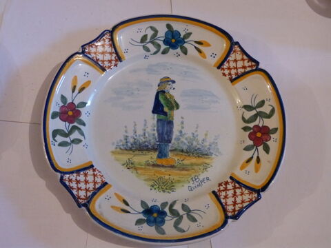 ASSIETTE ancienne  HB QUIMPER  breton a la pipe bras croisés 20 Brest (29)