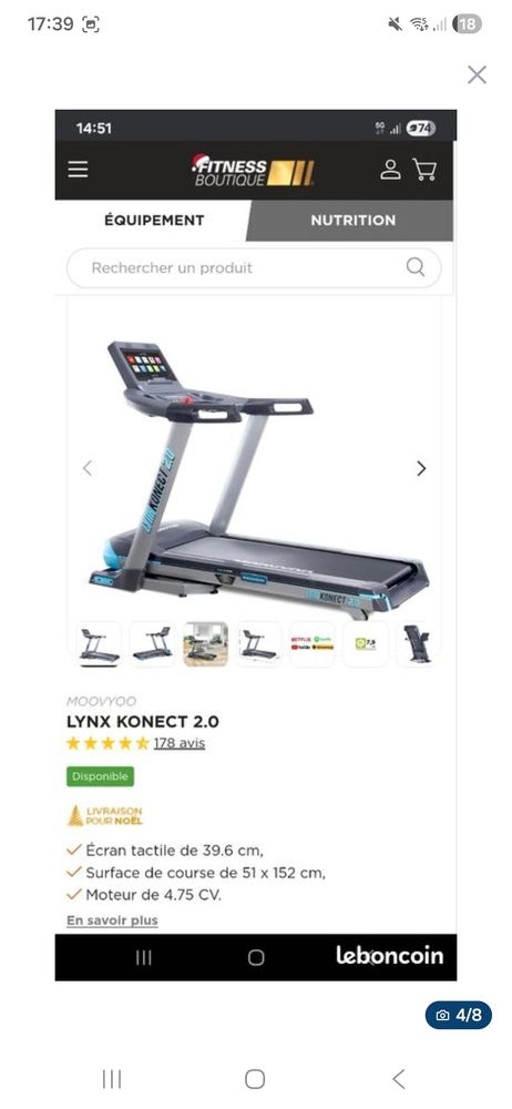 Tapis de course connect&eacute; Sports