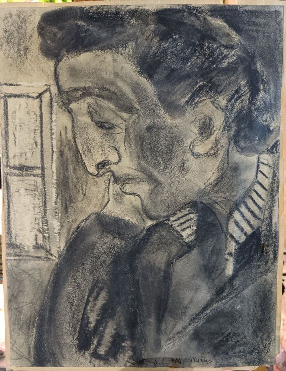 Fusain sur papier J.LANZMANN (1927-2006) 