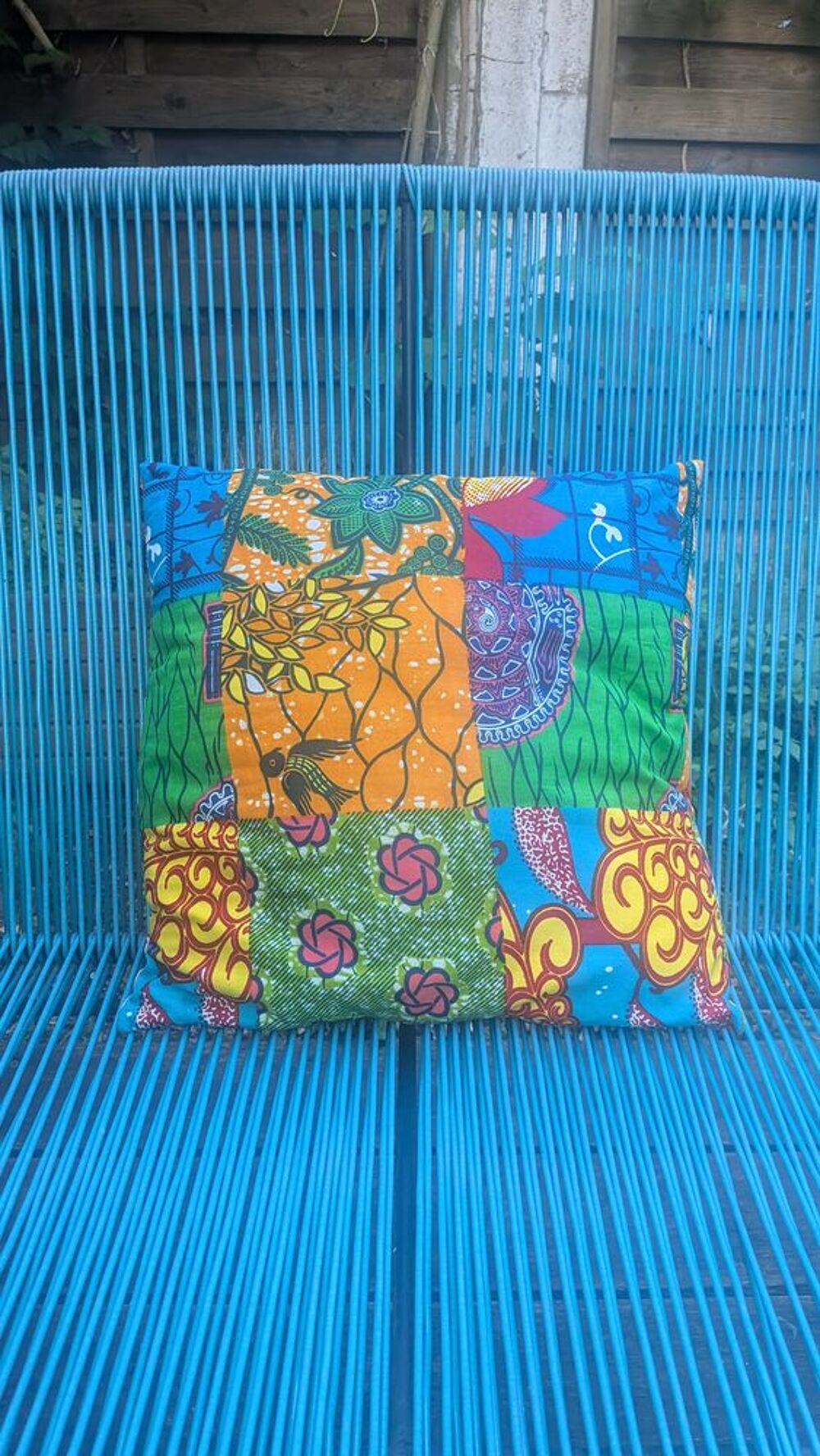 Coussin patchwork wax : pi&egrave;ce unique Décoration