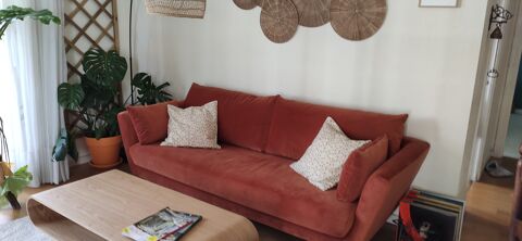 Canap 3 places en velours coloris rouille 450 Lille (59)