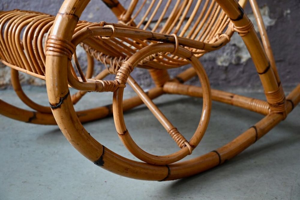 Rocking chair ou fauteuil &agrave; bascule adulte en rotin vintage Meubles