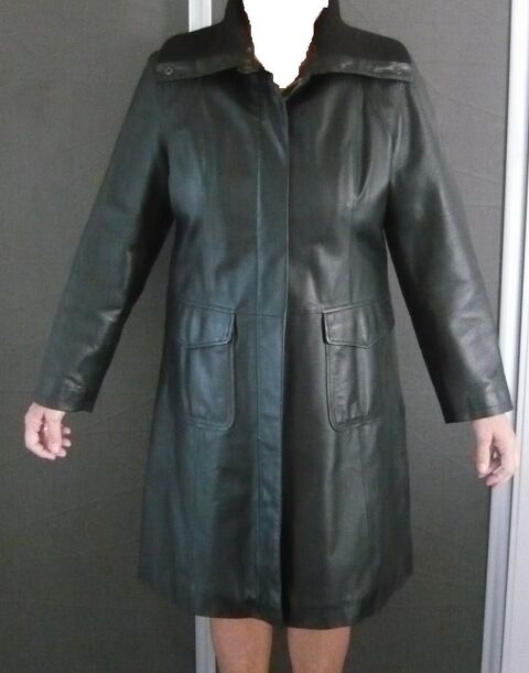 Manteau long cuir noir 30 Le Fenouiller (85)