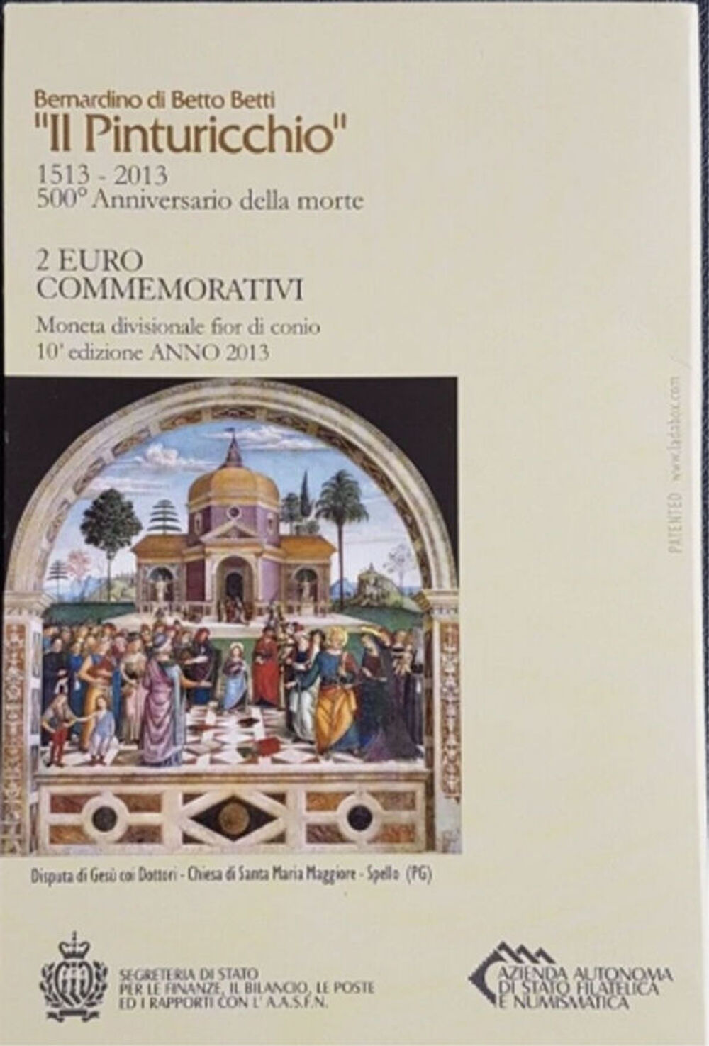 2 euros comm&eacute;morative Il Pinturicchio 2013 
