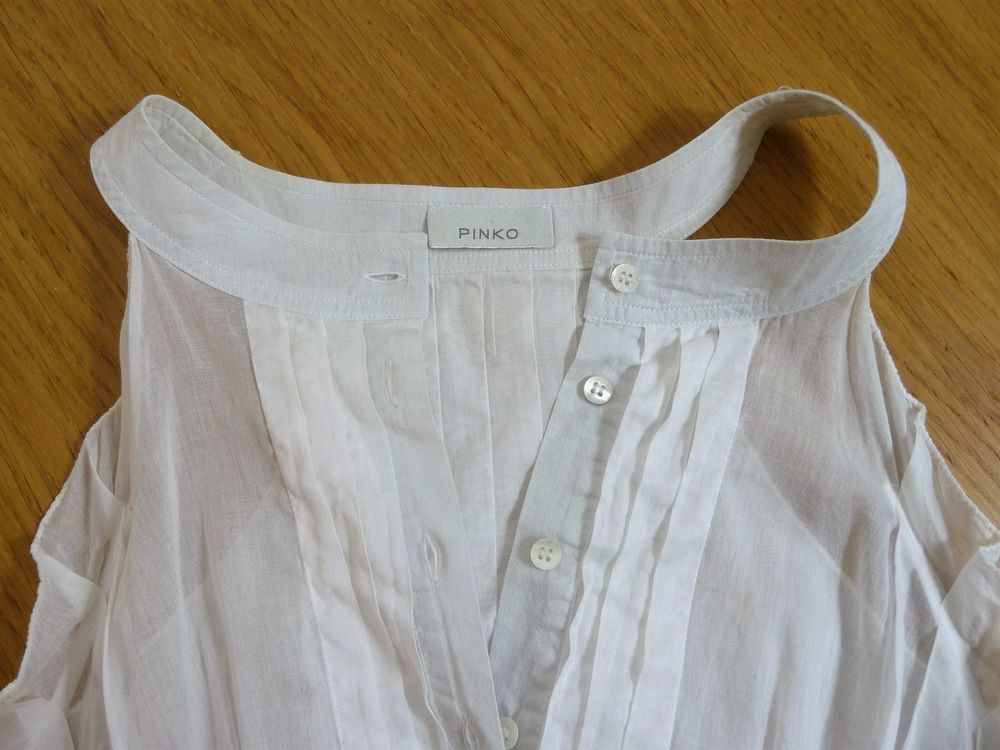 Blouse/ Top/ Tee Shirt Cintr&eacute; Blanc avec Lien &agrave; Nouer- Pinko Vêtements