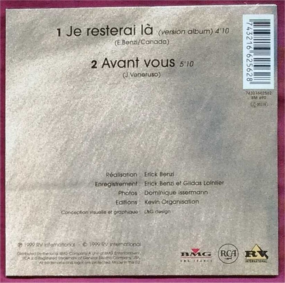 Roch Voisine - Je resterai l&agrave; (CD Single 2 titres) CD et vinyles