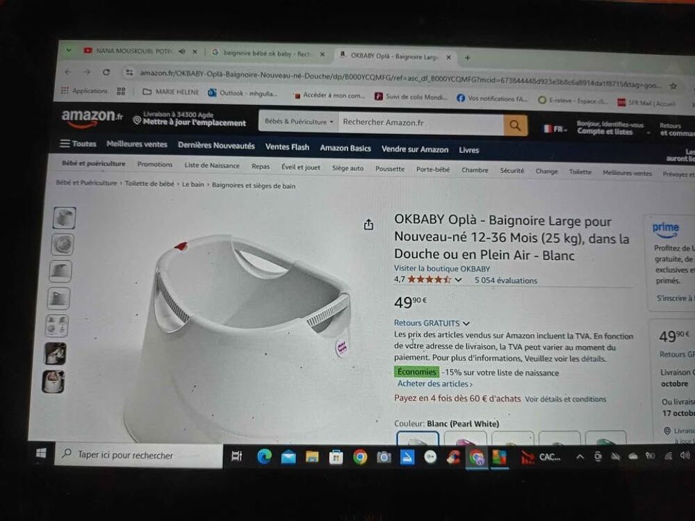 Baignoire pour b&eacute;b&eacute; OK BABY 20 euros Puériculture