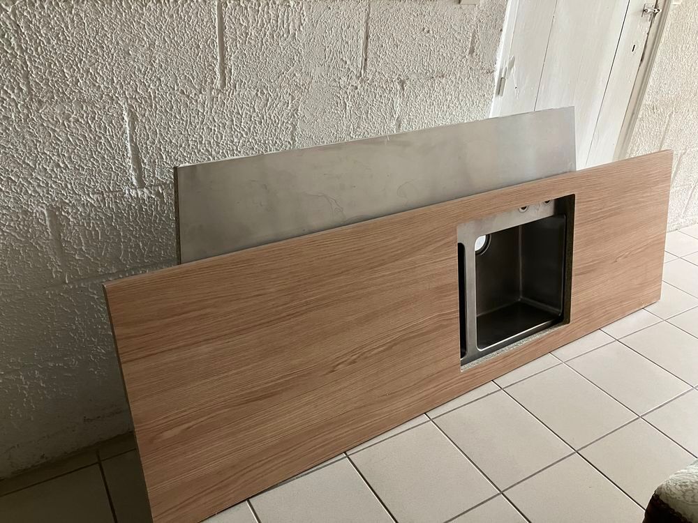 Evier Franke en Inox Double Bac et Plan de Travail Cuisine Meubles