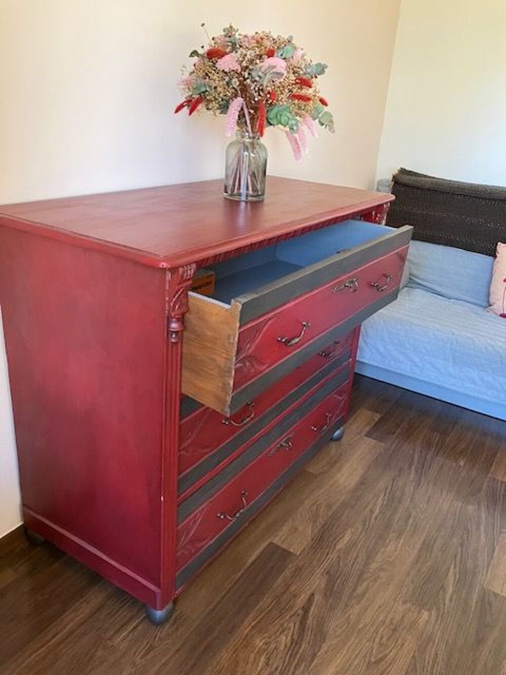 Commode 3 tiroirs patin&eacute;e style Art d&eacute;co Meubles