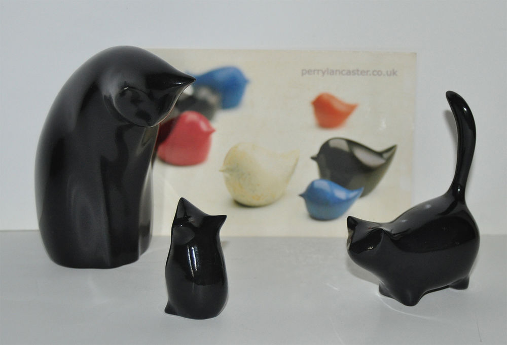Sculptures chats et souris sign&eacute;es Perry Lancaster 