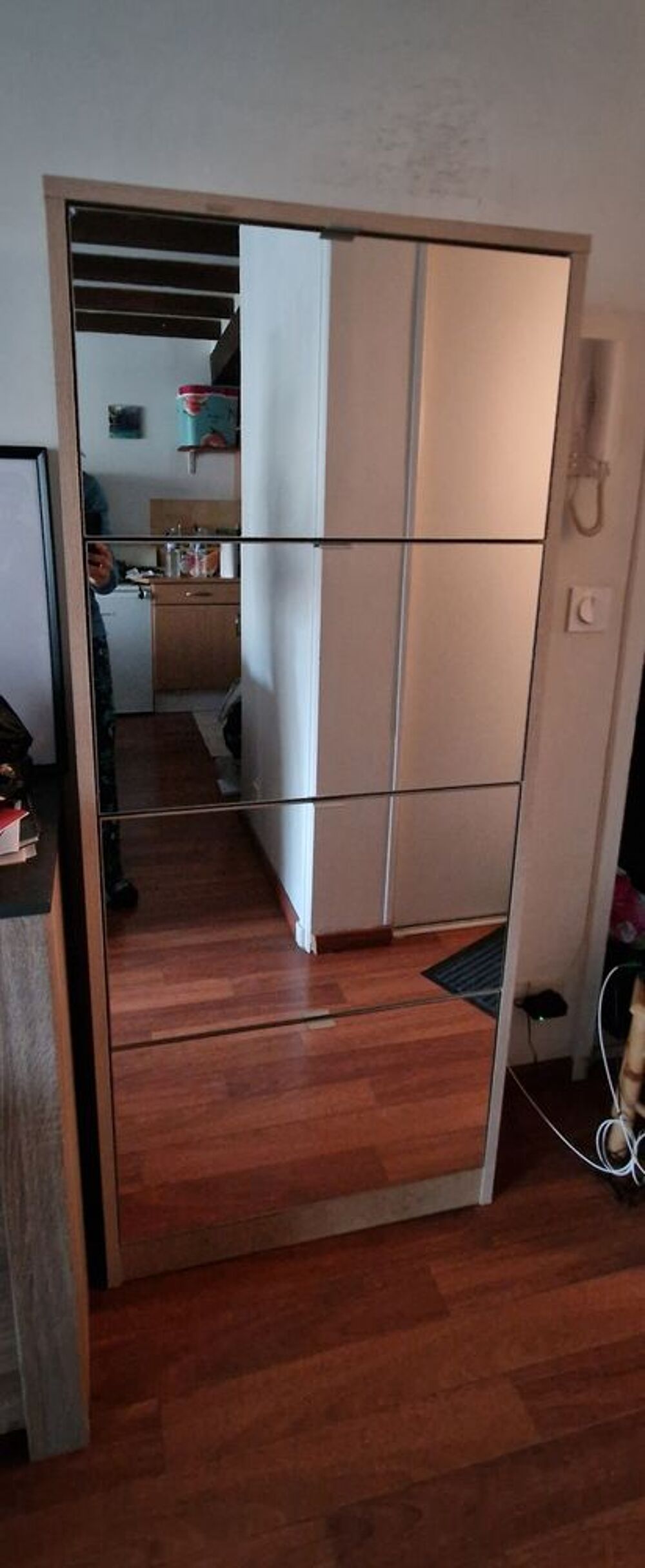Meuble &agrave; chaussures miroir 4 compartiments ? 164 cm Meubles
