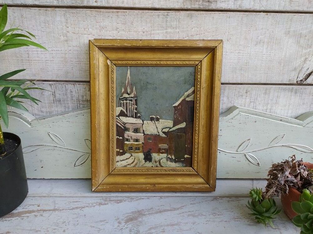 Jolie Petite Peinture Paysage Hivernal 