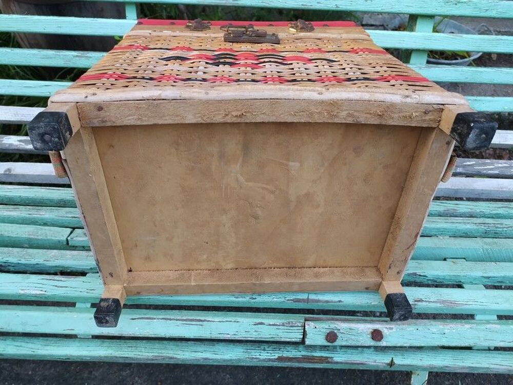 Ancien Si&egrave;ge Panier de P&ecirc;che Osier Rotin Vintage 
