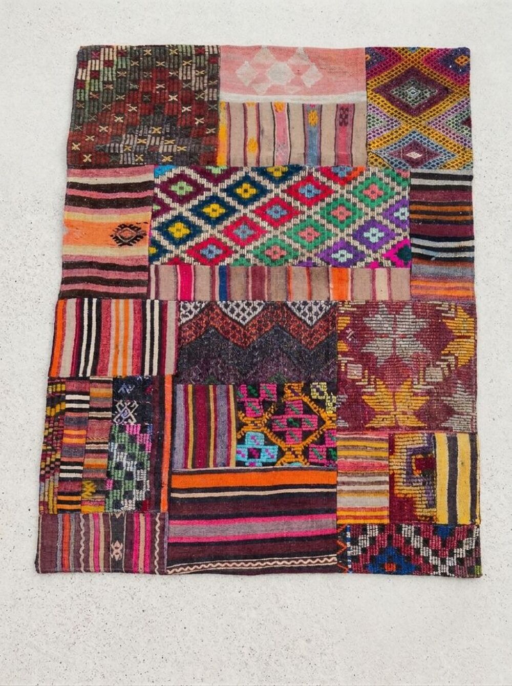 Tapis Kelim Patchwork multicolore, 182 x 124 cm Décoration