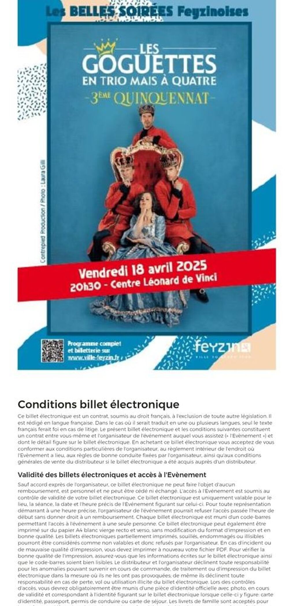 3 places Les Goguettes (en trio mais &agrave; quatre) Billetterie